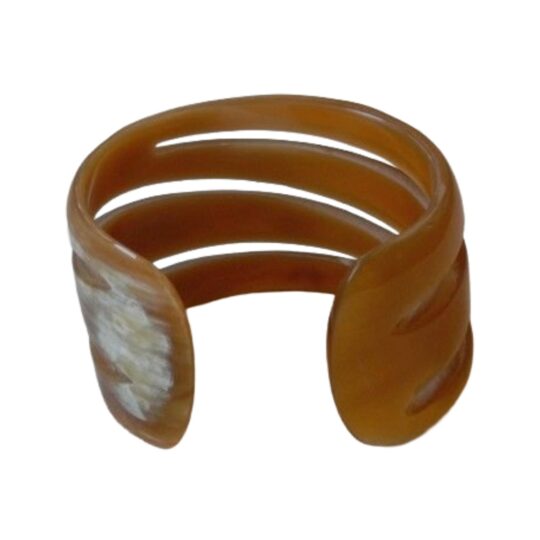 Apertura del bracciale Righe Medio in corno di bufalo naturale a fascia aperta