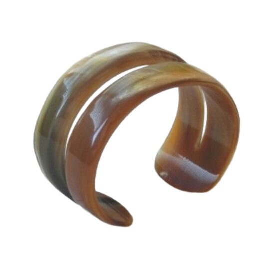 Profilo del bracciale Righe Piccolo in corno naturale con sfumature beige, ambra e nere