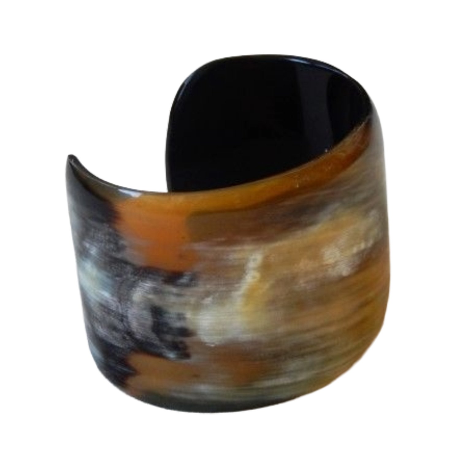 Apertura del bracciale Seta Ambra in corno di bufalo naturale lavorato a mano