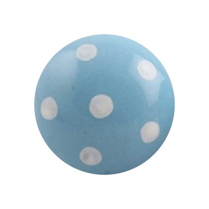 Pomello in ceramica azzurro con pois bianchi DCK-44