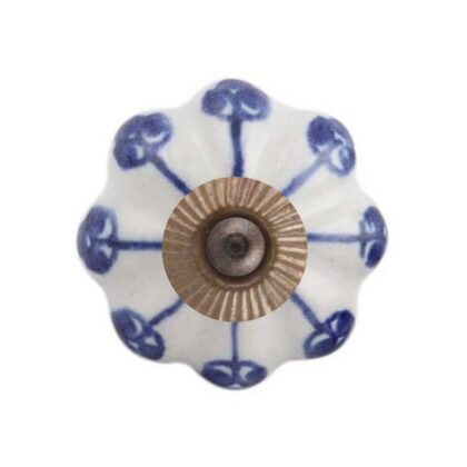 Pomello decorativo in ceramica bianco e blu CK-427