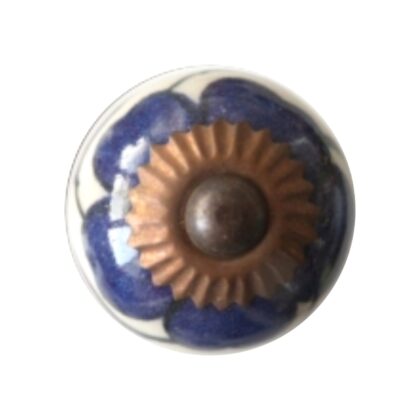 Pomello in ceramica dipinta a mano bianco, blu e rosso CK-395