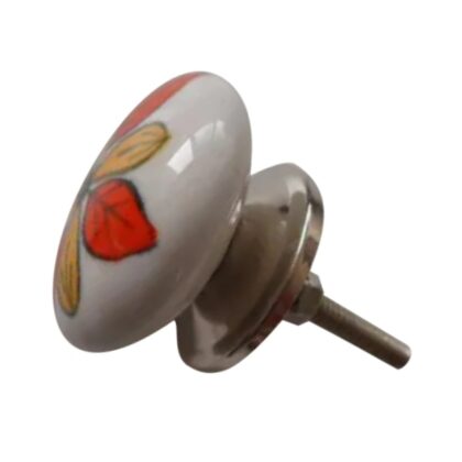 Pomello in ceramica dipinta a mano con fiore rosso e giallo CK-337