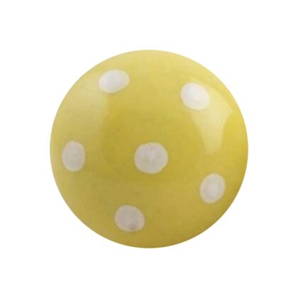 Pomello in ceramica giallo con pois bianchi DCK-58