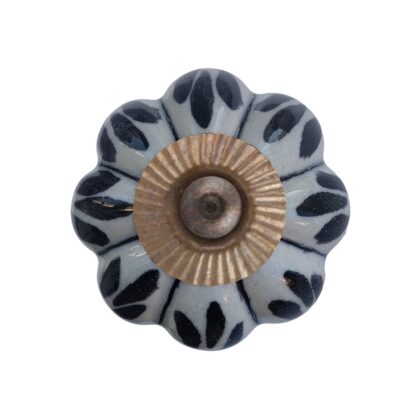 Pomello decorativo in ceramica grigio e nero CK-290