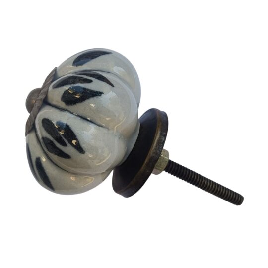 Pomello in ceramica grigio con decoro nero CK-290