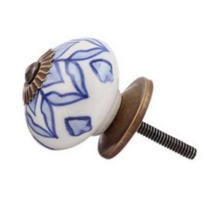 Pomello in ceramica bianco con decoro blu CK-304