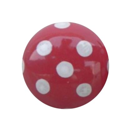 Pomello in ceramica rosso con pois bianchi DCK-83