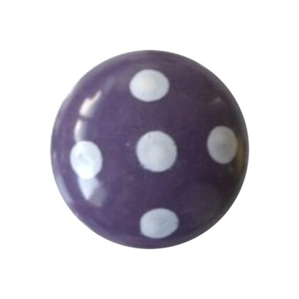Pomello in ceramica viola con pois bianchi DCK-82