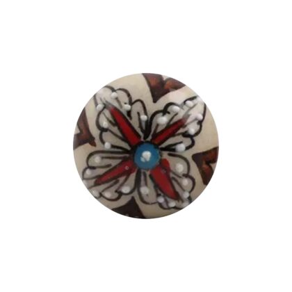 Pomello in ceramica FBK-14 con fiore rosso, bianco e centro blu