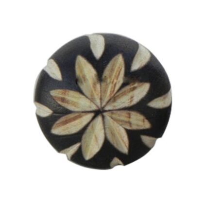 Pomello in legno marrone decorazione floreale beige WRK-40