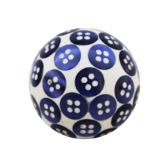Pomello rotondo in resina blu con motivo a bottoni WRK