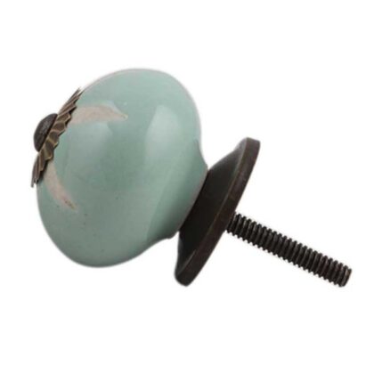 Pomello vintage in ceramica verde acqua con stella crema CK-563