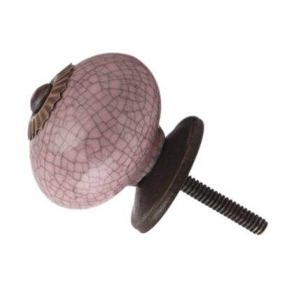 Pomello in ceramica dipinta a mano rosa con effetto craquelé CRACK-63