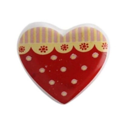 Pomello CHK-13 SILVER a cuore in ceramica rossa con accessori in metallo argentato