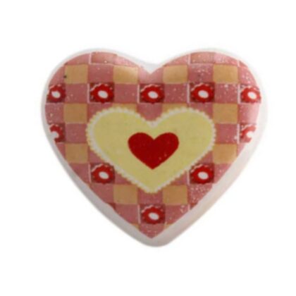Pomello in ceramica a cuore dipinto a mano rosa, giallo e rosso CHK-14