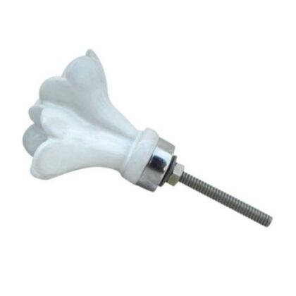 Pomello a forma di fiore in ceramica bianca dipinta a mano con centri rossi FCK-88