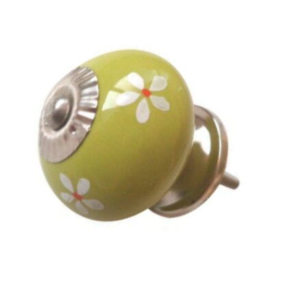 Pomello in ceramica dipinta a mano verde e bianco CK-701