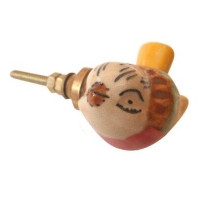 Pomello in ceramica a forma di uccellino dipinto a mano CFK-19