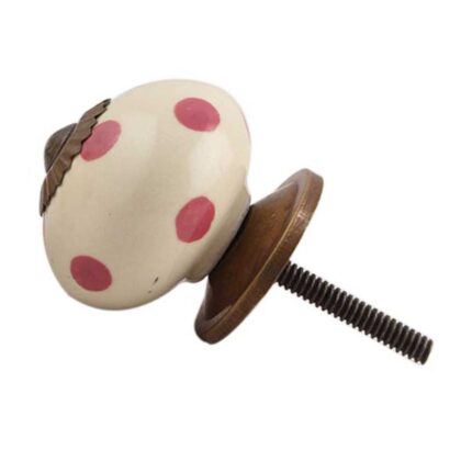 Pomello in ceramica dipinta a mano avorio e rosa DCK-66