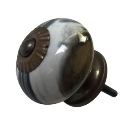 Pomello in ceramica effetto marmo bianco grigio e nero SCRK-69