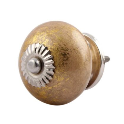 Pomello in ceramica oro e bronzo con accessori argentati SCRK-87