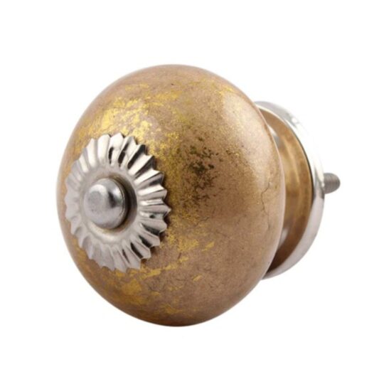 Pomello in ceramica oro e bronzo con accessori argentati SCRK-87