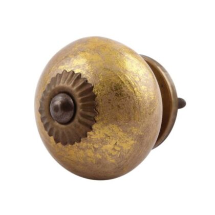 Pomello decorativo in ceramica dorata e bronzo con accessori anticati SCRK-97