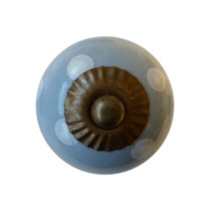 Pomello DCK-26 in ceramica grigia con pois bianchi e accessori con finitura anticata/bronzata
