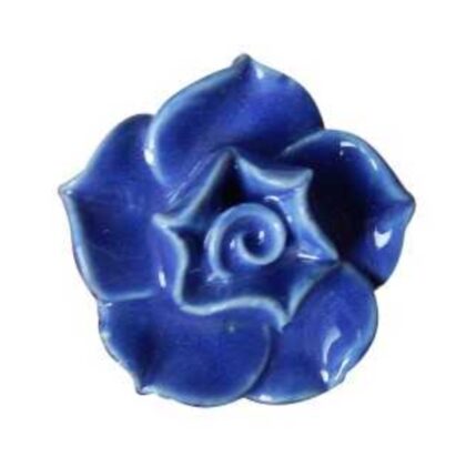 Pomello a forma di rosa in ceramica blu FCK-01