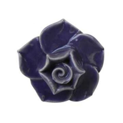 Pomello FCK-27 a forma di fiore in ceramica viola con fissaggio in metallo
