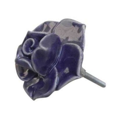 Pomello a forma di fiore in ceramica viola FCK-27