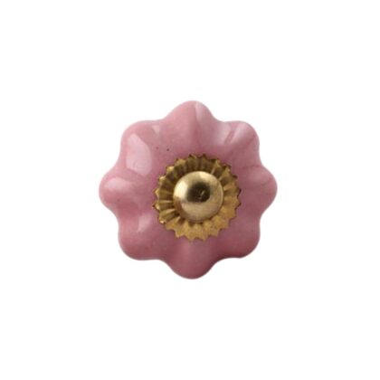 Pomello a fiore rosa SCMK-09 Oro con bordo sagomato e rosetta centrale in metallo dorato