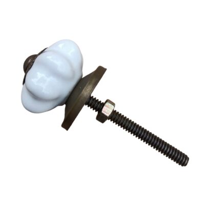 Pomello piccolo bianco SCMK-114 in ceramica a fiore con rosetta centrale anticata