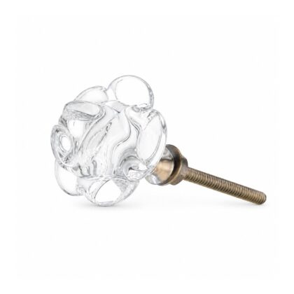 Pomello in vetro trasparente con base ottone GFKR-8