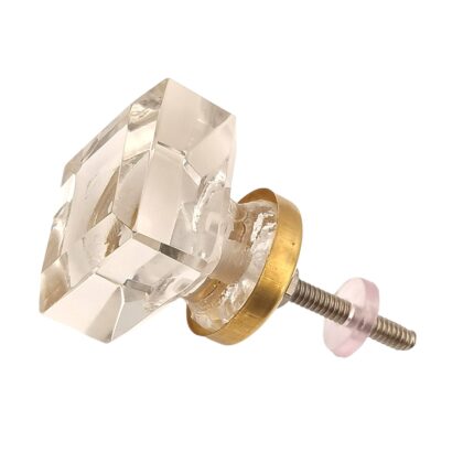 Pomello GSK-16 in vetro trasparente con accessori in metallo dorato