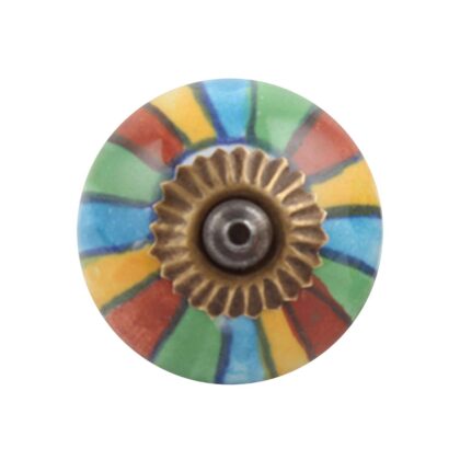 Pomello in ceramica decorato con righe multicolore e accessori in metallo CK-35