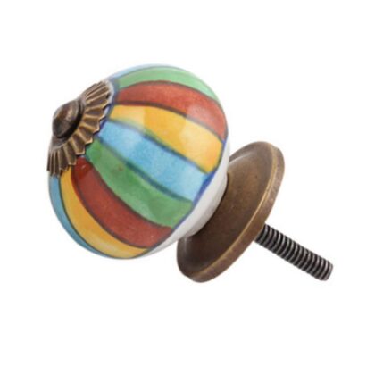 Vista superiore del pomello in ceramica con motivo a raggiera multicolore CK-35