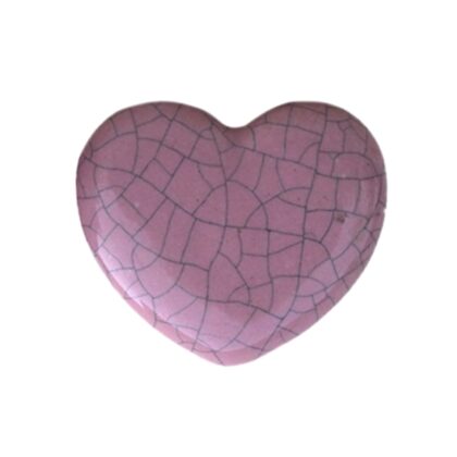 Pomello a cuore in ceramica rosa con decorazione effetto crackle CRACK-139