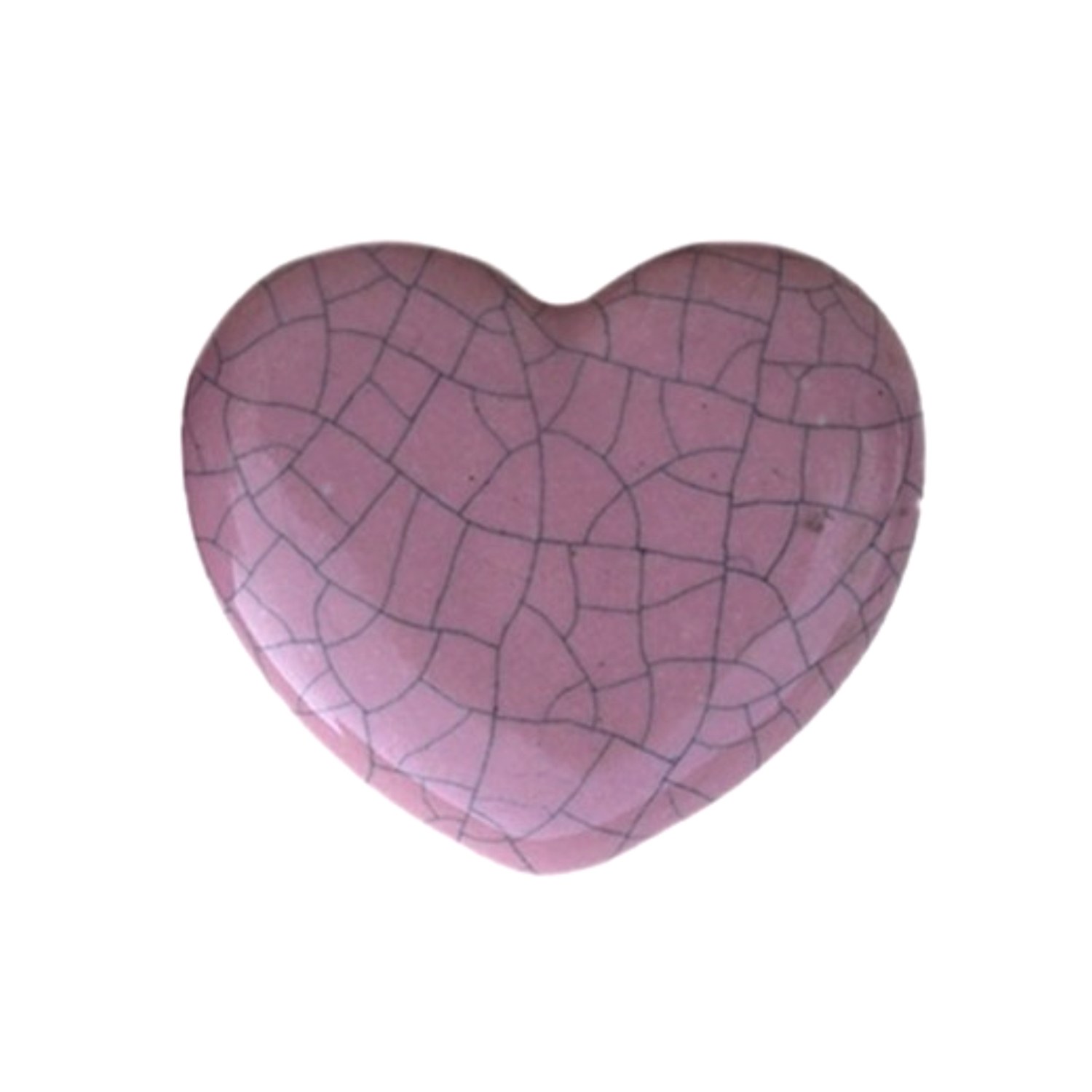 Pomello a cuore in ceramica rosa con decorazione effetto crackle CRACK-139