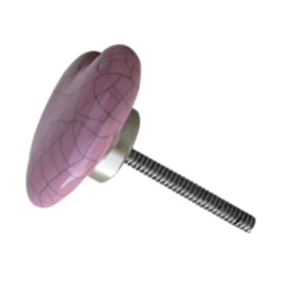 Pomello CRACK-139 a cuore in ceramica rosa con accessori in metallo argentato