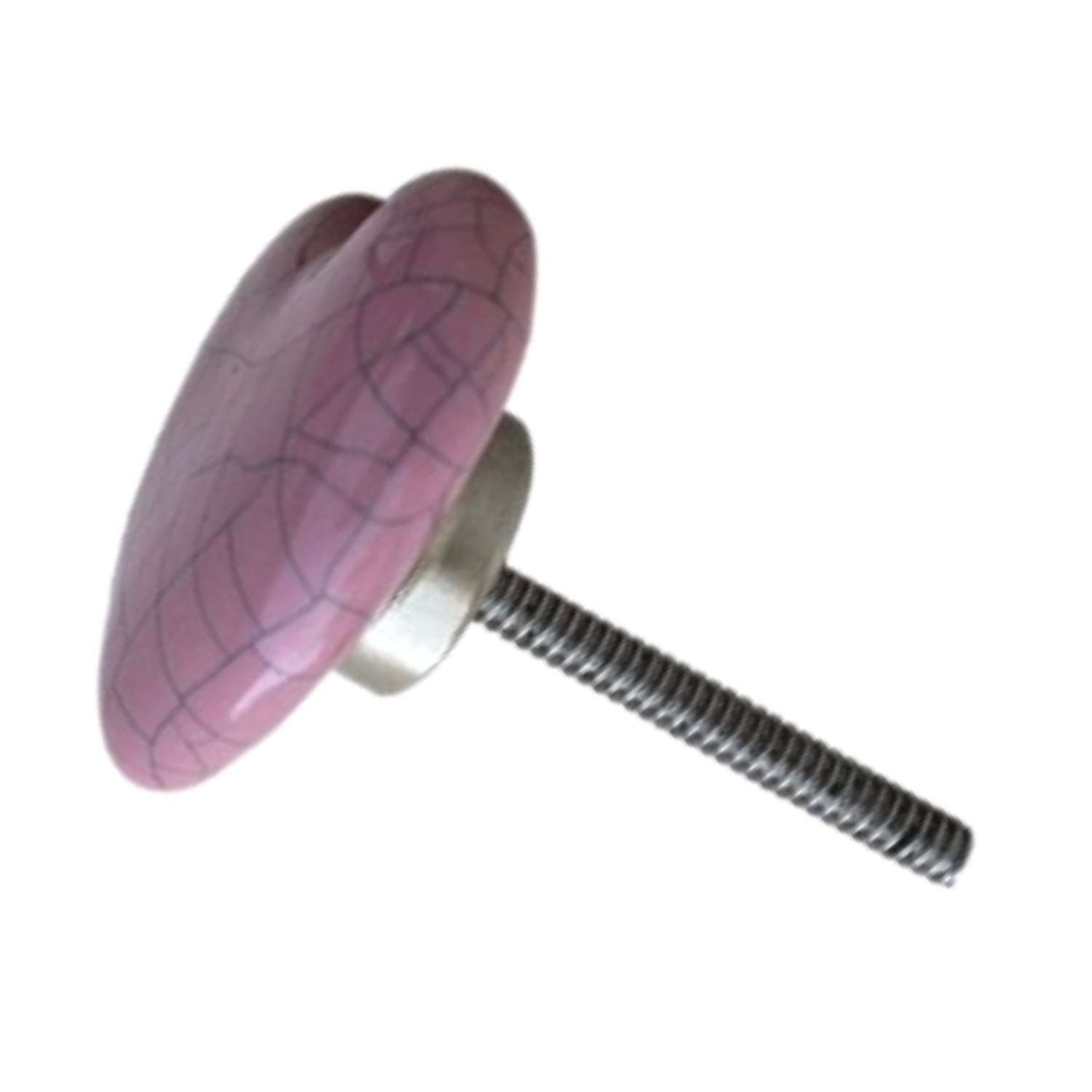 Pomello CRACK-139 a cuore in ceramica rosa con accessori in metallo argentato