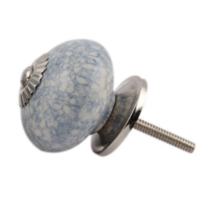 Pomello azzurro in ceramica con effetto craquelé, vista angolata