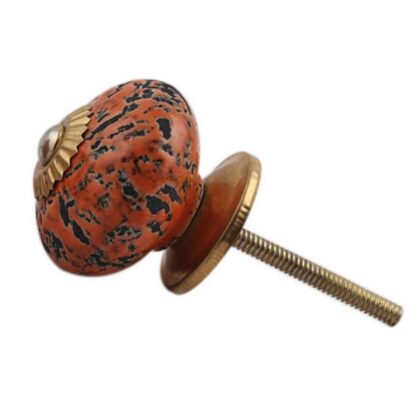 Pomello decorato in ceramica arancio screziato nero CK-1152