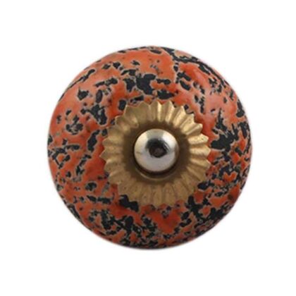 Pomello in ceramica arancio con effetto materico nero CK-1152