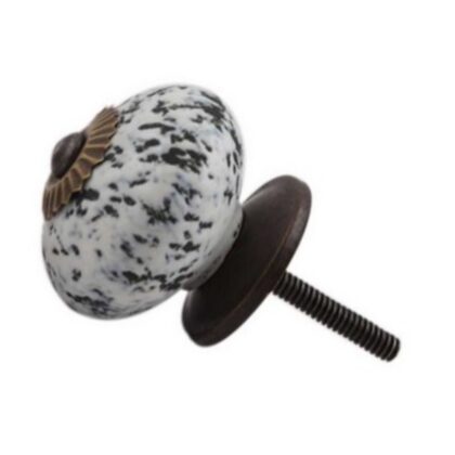 Pomello in ceramica bianca con decorazione nera effetto crackle CRACK-1150