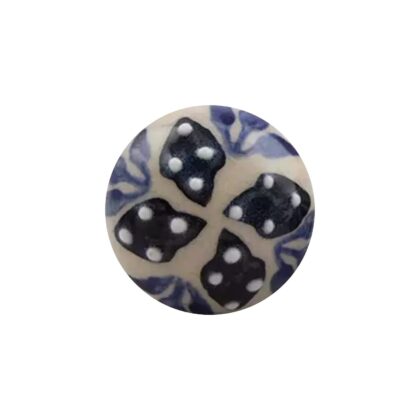 Pomello in ceramica FBK-42 blu e avorio con motivo floreale e accessori in metallo