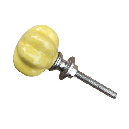 Pomello a fiore giallo in ceramica SCMK-14 con superficie lucida, vite e accessori in metallo