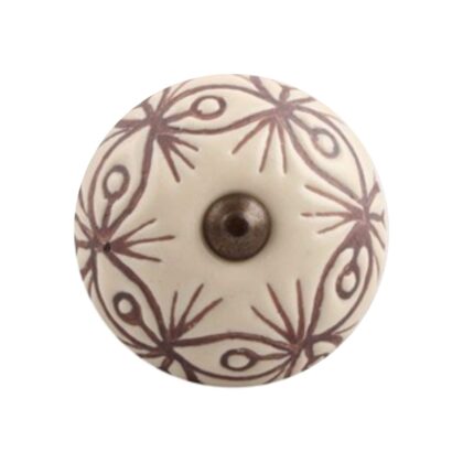 Pomello in ceramica dipinta a mano beige con disegno marrone CK-1471