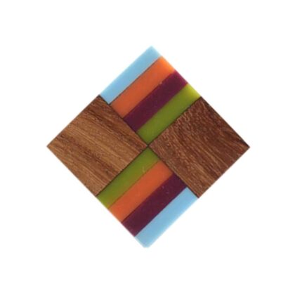 Pomello in legno quadrato multicolore WRK-97, vista frontale